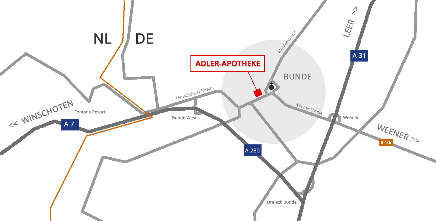 Routebeschrijving Adler-Apotheek in Bunde